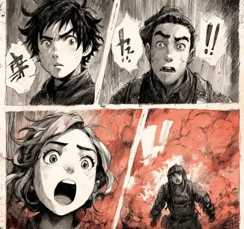 冒险题材漫画的场景插画